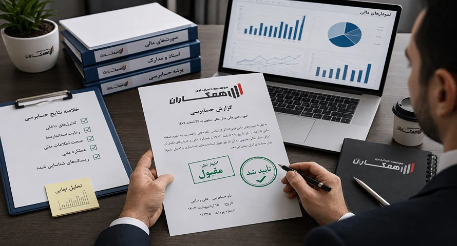 مرحله پنجم: تهیه گزارش حسابرسی پس از پایان بررسیها، حسابرس نتایج بهدستآمده را تحلیل کرده و گزارش حسابرسی را تهیه میکند. این گزارش شامل نظر حرفهای حسابرس درباره وضعیت صورتهای مالی و میزان رعایت استانداردهای حسابداری است. نوع اظهارنظر حسابرس میتواند شامل اظهار نظر مقبول، اظهار نظر مشروط، اظهار نظر مردود یا عدم اظهار نظر باشد. نوع گزارش صادرشده نشاندهنده میزان انطباق اطلاعات مالی شرکت با اصول حسابداری و استانداردهای مرتبط است. مدیران شرکتها با استفاده از این گزارش میتوانند نقاط ضعف مالی را شناسایی کرده و برای بهبود فرآیندهای داخلی، کنترلهای مالی و تصمیمگیریهای مدیریتی اقدام کنند.